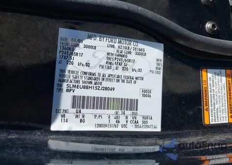 2005 Lincoln Aviator from USA, damaged, VIN 5LMEU88H15ZJ28049